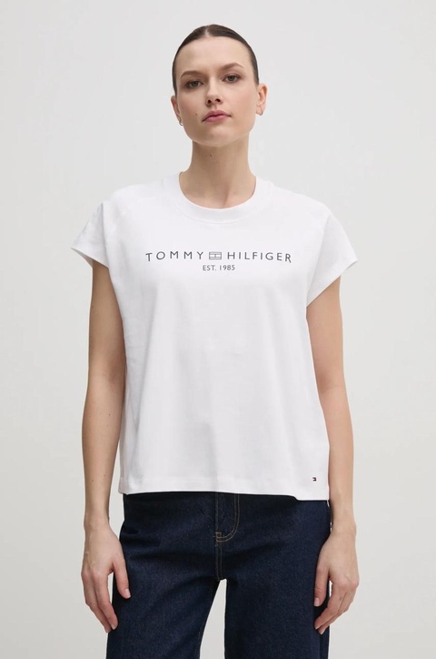 Tommy Hilfiger t-shirt bawełniany damski kolor biały WW0WW46113 - zdjęcie produktu nr 1
