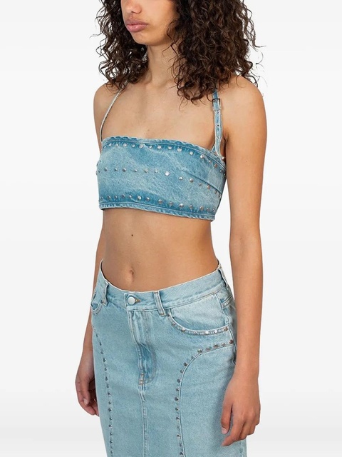 Gimaguas Luna studded-detail denim top - Blue - zdjęcie produktu nr 2