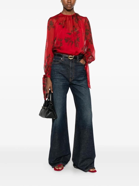 Max Mara floral-print tie-cuff blouse - Red - zdjęcie produktu nr 1