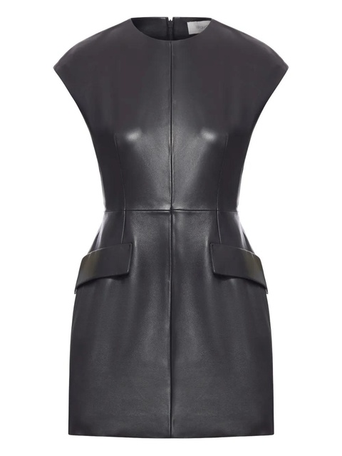 Sportmax flap-pocket leather mini dress - Black - zdjęcie produktu nr 1