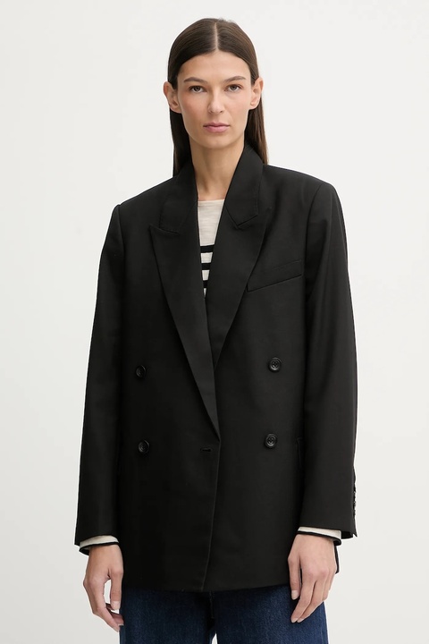 G-Star marynarka z dodatkiem wełny 0 kolor czarny dwurzędowa gładka D27131.E200 - zdjęcie produktu nr 1