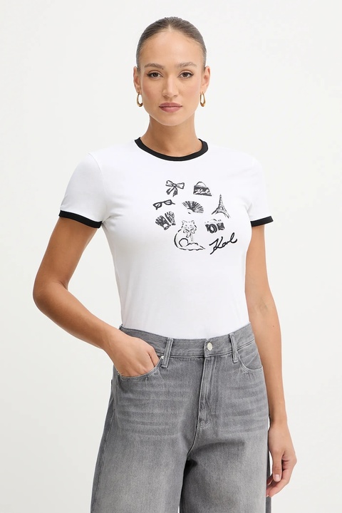 Karl Lagerfeld t-shirt bawełniany damski kolor biały B1W17027 - zdjęcie produktu nr 1