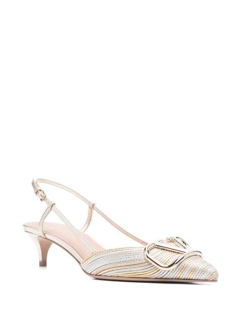Valentino Garavani 40mm VLogo Signature-plaque pumps - SILVER - zdjęcie produktu nr 2