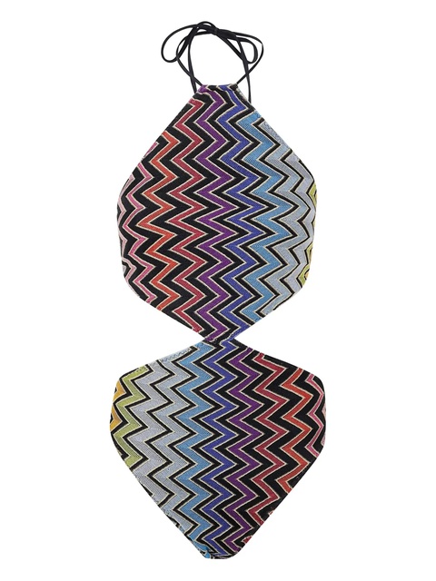 Missoni zig-zag-pattern halter-neck swimsuit - Black - zdjęcie produktu nr 1