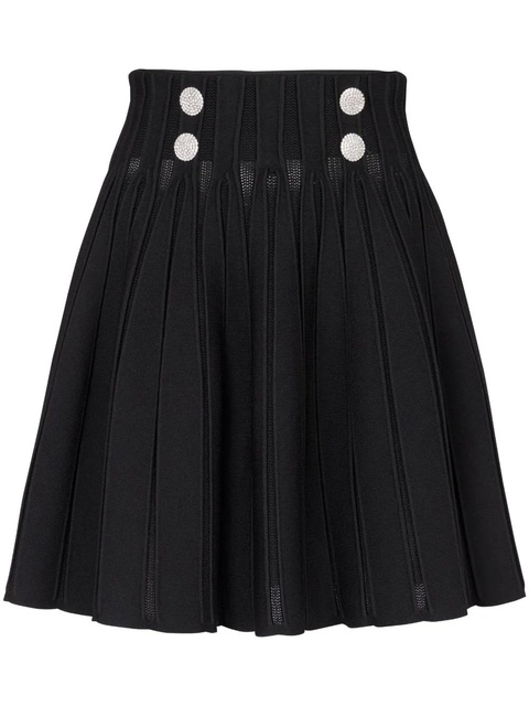 Balmain ribbed-knit pleated skater skirt - Black - zdjęcie produktu nr 1