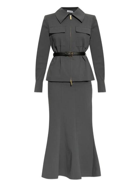 Self-Portrait twill midi dress - Grey - zdjęcie produktu nr 1