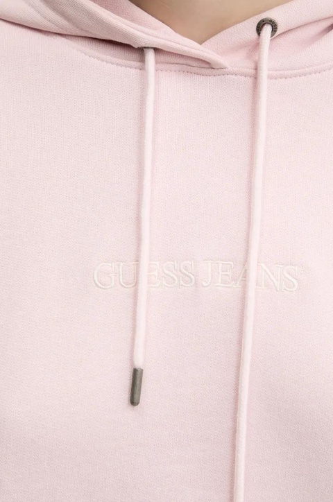 Guess Jeans bluza bawełniana damska kolor różowy z kapturem W5RQ27 K68I4 - zdjęcie produktu nr 2