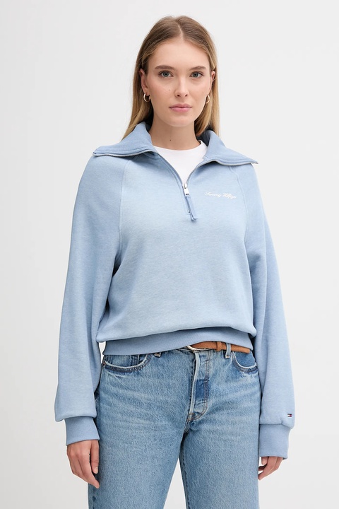 Tommy Hilfiger bluza damska kolor niebieski gładka WW0WW46632 - zdjęcie produktu nr 1