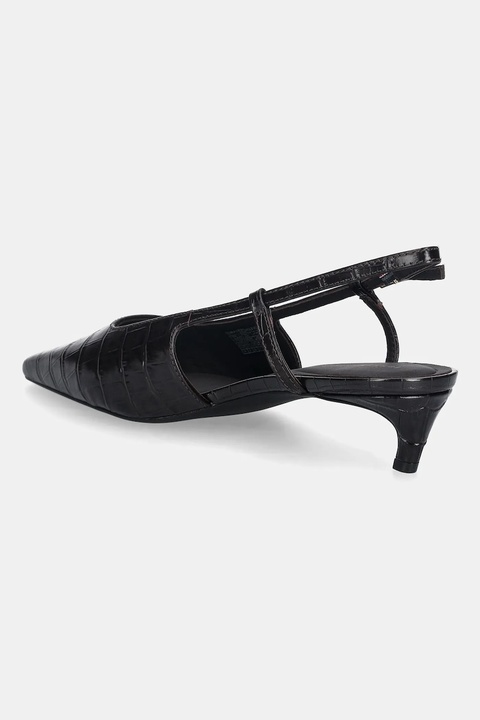 Tommy Hilfiger szpilki skórzane CROC SLINGBACK SLANTED HEEL kolor brązowy FW0FW08990 - zdjęcie produktu nr 2