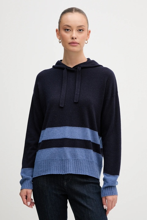 United Colors of Benetton sweter z dodatkiem wełny damski kolor granatowy lekki 102HE203V - zdjęcie produktu nr 1