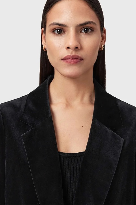 AllSaints marynarka welurowa kolor czarny jednorzędowa gładka W064QD - zdjęcie produktu nr 2