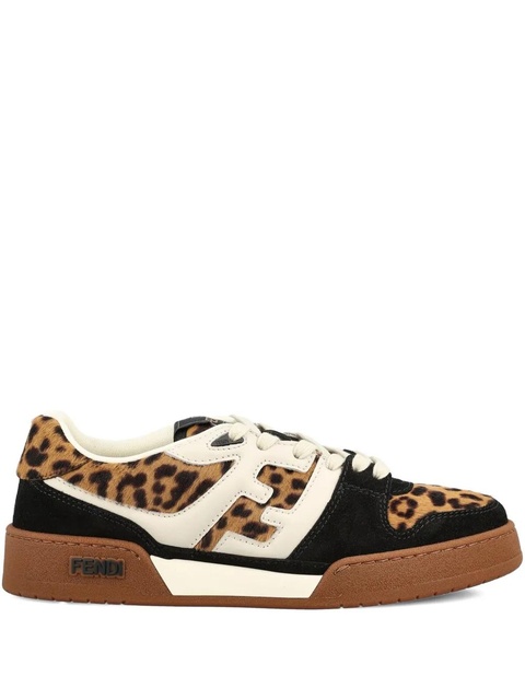 FENDI Match leopard-print leather sneakers - Brown - zdjęcie produktu nr 1
