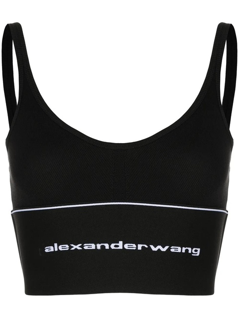 Alexander Wang logo elasticated-hem bra - Black - zdjęcie produktu nr 1