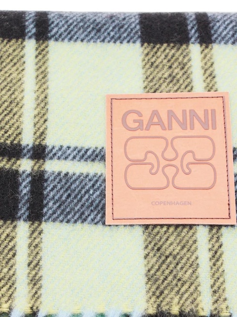 GANNI plaid fringed scarf - Yellow - zdjęcie produktu nr 2