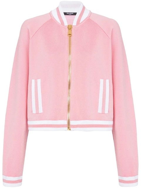 Balmain stripe-trim knitted jacket - Pink - zdjęcie produktu nr 1