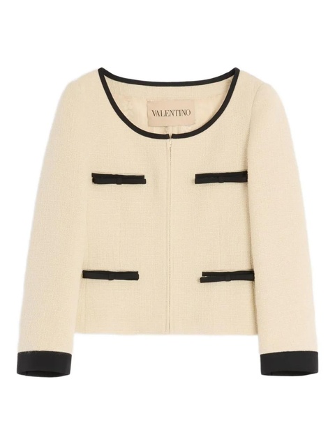 Valentino Garavani bow-detail tweed jacket - Neutrals - zdjęcie produktu nr 1