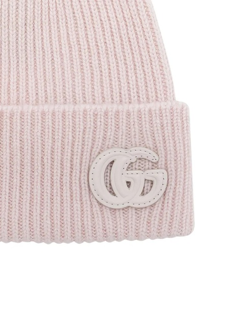Gucci logo-patch ribbed beanie hat - Pink - zdjęcie produktu nr 2