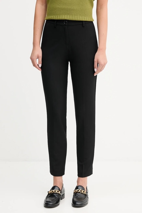 United Colors of Benetton spodnie damskie kolor czarny proste high waist 4L4H557R4 - zdjęcie produktu nr 1