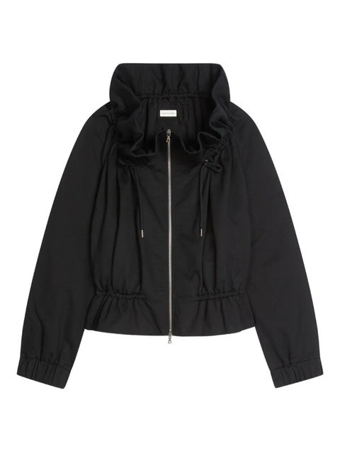 DRIES VAN NOTEN ruffled-neck zip-up jacket - Black - zdjęcie produktu nr 1