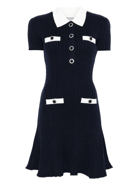 Self-Portrait collared button-detail mini dress - Blue - zdjęcie produktu nr 1