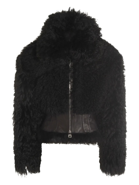 Blumarine leather-detail fleece jacket - Black - zdjęcie produktu nr 1