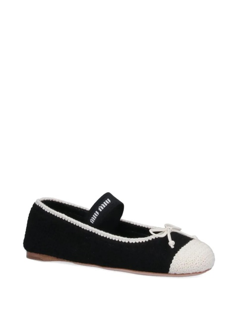 Miu Miu crochet-bow ballet flats - Black - zdjęcie produktu nr 2