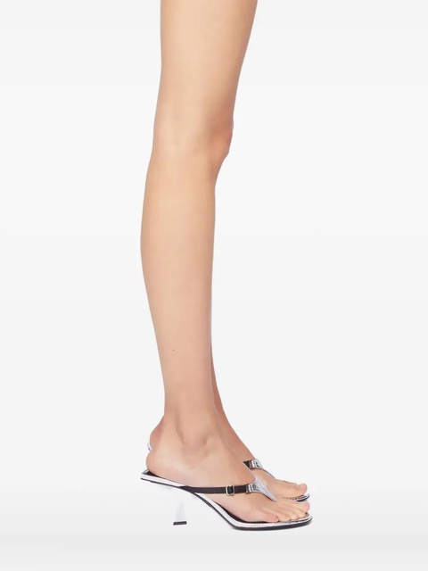 The Attico 65mm metallic-leather buckled sandals - Silver - zdjęcie produktu nr 2
