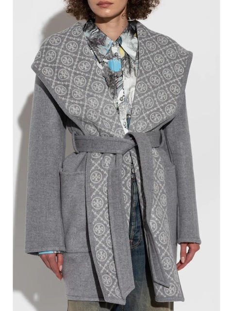 Tory Burch monogram-lining coat - Grey - zdjęcie produktu nr 2