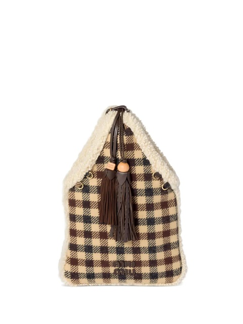 Miu Miu checked -pattern shoulder bag - Neutrals - zdjęcie produktu nr 1