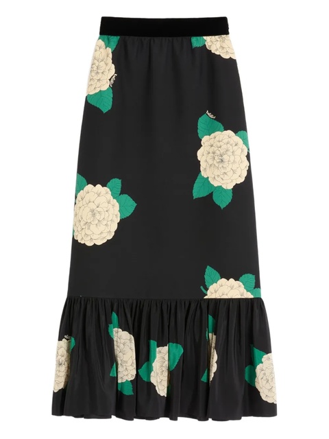 Valentino Garavani Apres L'Hiver-print midi skirt - Black - zdjęcie produktu nr 1
