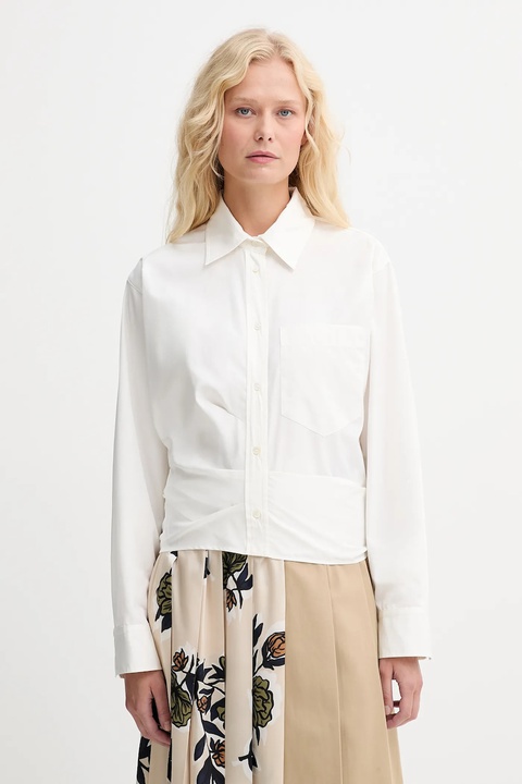 Weekend Max Mara koszula bawełniana FRESCO damska kolor beżowy relaxed z kołnierzykiem klasycznym 2525116072600 - zdjęcie produktu nr 1