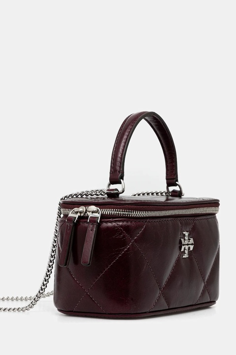 Tory Burch torebka skórzana Kira Diamond kolor bordowy 174394-500 - zdjęcie produktu nr 2