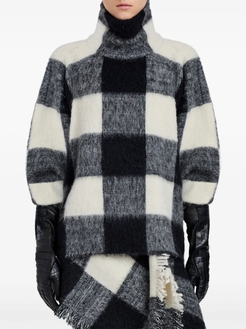 Proenza Schouler high-neck check wool top - Black - zdjęcie produktu nr 1