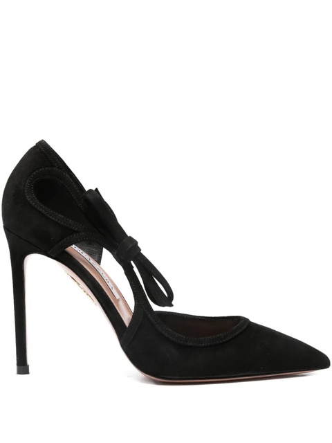 Aquazzura 105mm Bow Tie pointed-toe pumps - Black - zdjęcie produktu nr 1