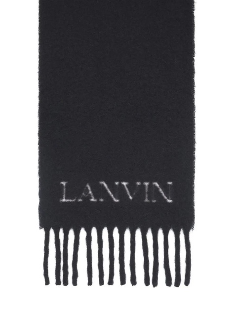 Lanvin jacquard logo motif fringed scarf - Black - zdjęcie produktu nr 2