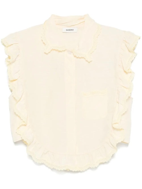 SANDRO slub-texture shirt - Yellow - zdjęcie produktu nr 1