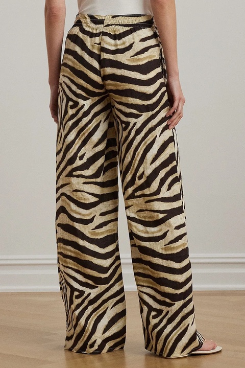 Lauren Ralph Lauren spodnie lniane damskie kolor biały szerokie high waist 200970777 - zdjęcie produktu nr 1