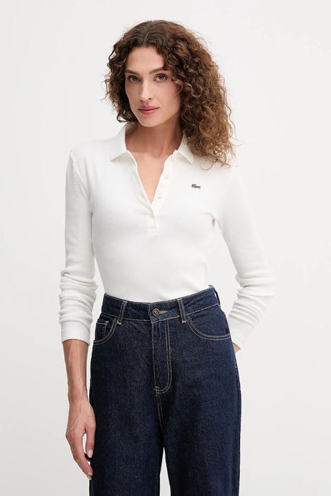 Lacoste longsleeve bawełniany kolor beżowy DF5281 - zdjęcie produktu nr 1