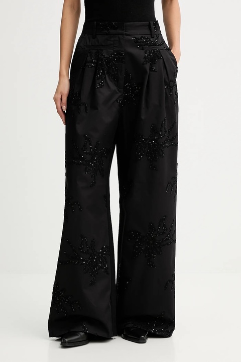 MUNTHE spodnie STORMY damskie kolor czarny szerokie high waist 254144025401 - zdjęcie produktu nr 1