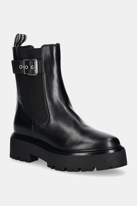 Karl Lagerfeld sztyblety skórzane BURLY BIKER damskie kolor czarny na platformie KL43460 - zdjęcie produktu nr 1