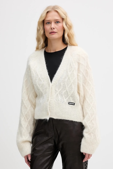 Rotate kardigan z dodatkiem wełny damski kolor beżowy 1154592344 - zdjęcie produktu nr 1