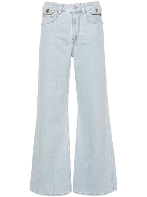 Maje high-rise logo-patch wide-leg jeans - Blue - zdjęcie produktu nr 1