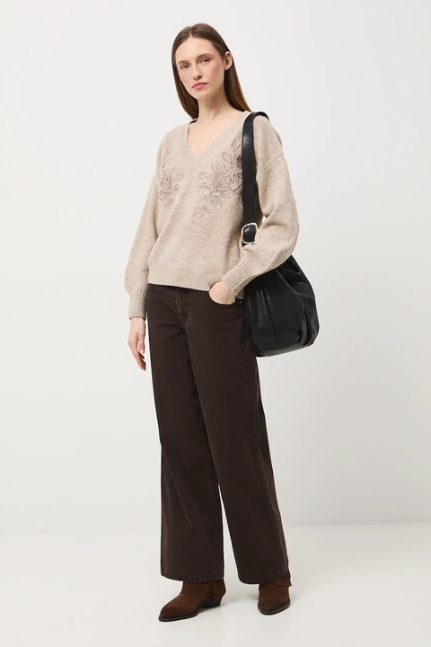 Medicine sweter z domieszką wełny damski kolor beżowy - zdjęcie produktu nr 2