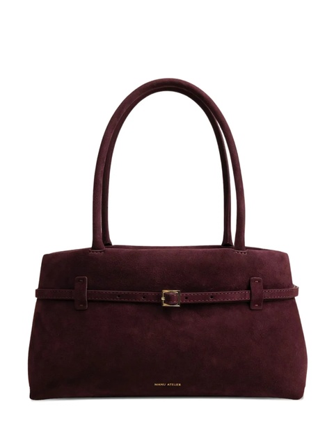 Manu Atelier Le Cambon East West suede tote bag - Red - zdjęcie produktu nr 2