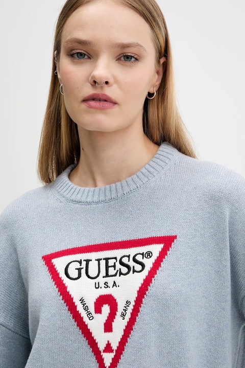 Guess Jeans sweter bawełniany kolor niebieski lekki W4BR12 Z3HM1 - zdjęcie produktu nr 2