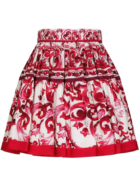 Dolce & Gabbana Majolica-print pleated skirt - Red - zdjęcie produktu nr 1
