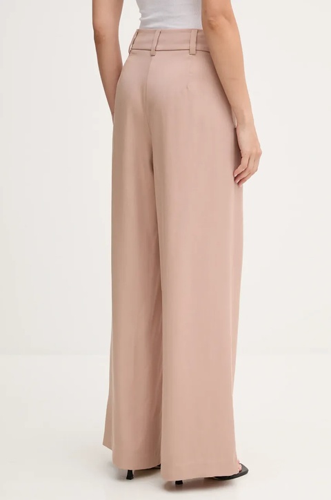 Sisley spodnie damskie kolor brązowy szerokie high waist 4V7PLF06N - zdjęcie produktu nr 2