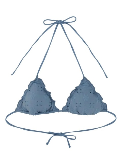 MC2 Saint Barth embroidered-eyelet ruffled-details bikini top - Blue - zdjęcie produktu nr 1