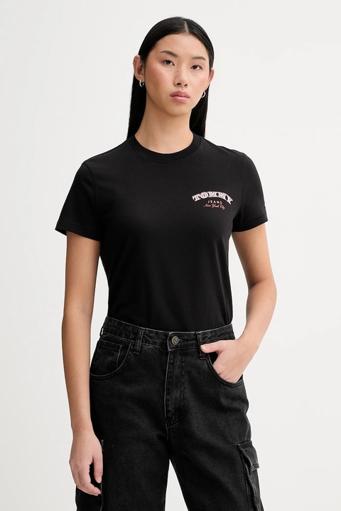 Tommy Jeans t-shirt bawełniany damski kolor czarny DW0DW22516 - zdjęcie produktu nr 1
