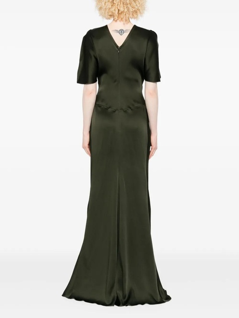 Victoria Beckham Bella draped short-sleeve dress - Green - zdjęcie produktu nr 2